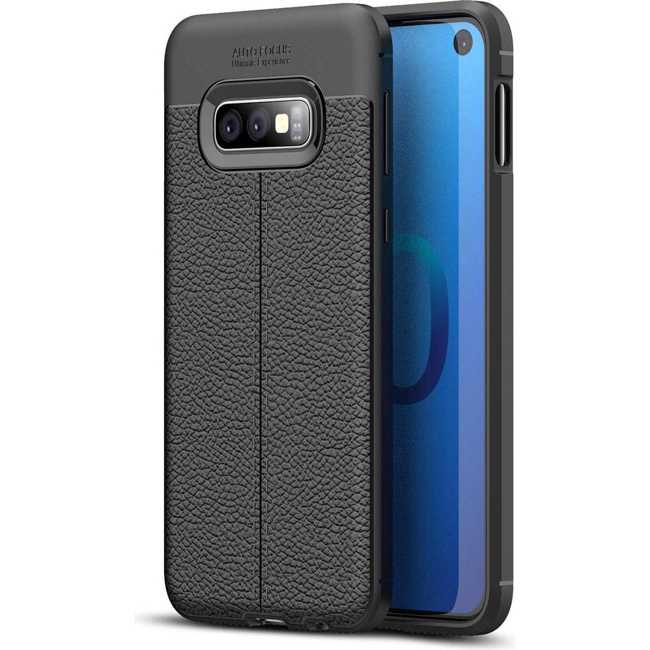 Cadorabo TPU Cover Kunstleder Struktur (Samsung Galaxy S10e), Smartphone Hülle, Schwarz