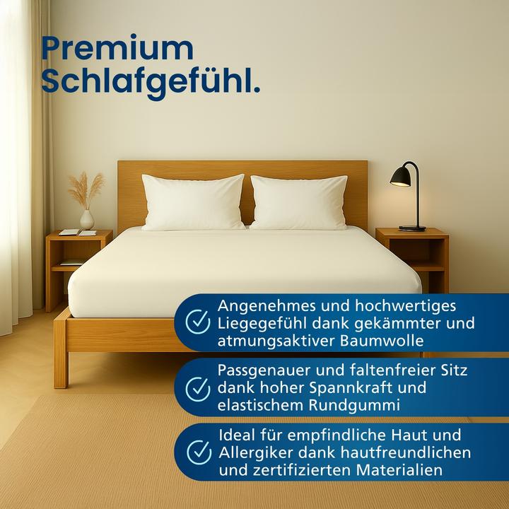 Actual product image AM Qualitätsmatratzen Premium Spannbettlaken für Matratze, Baumwolle (200gsm) (160 x 190 cm)