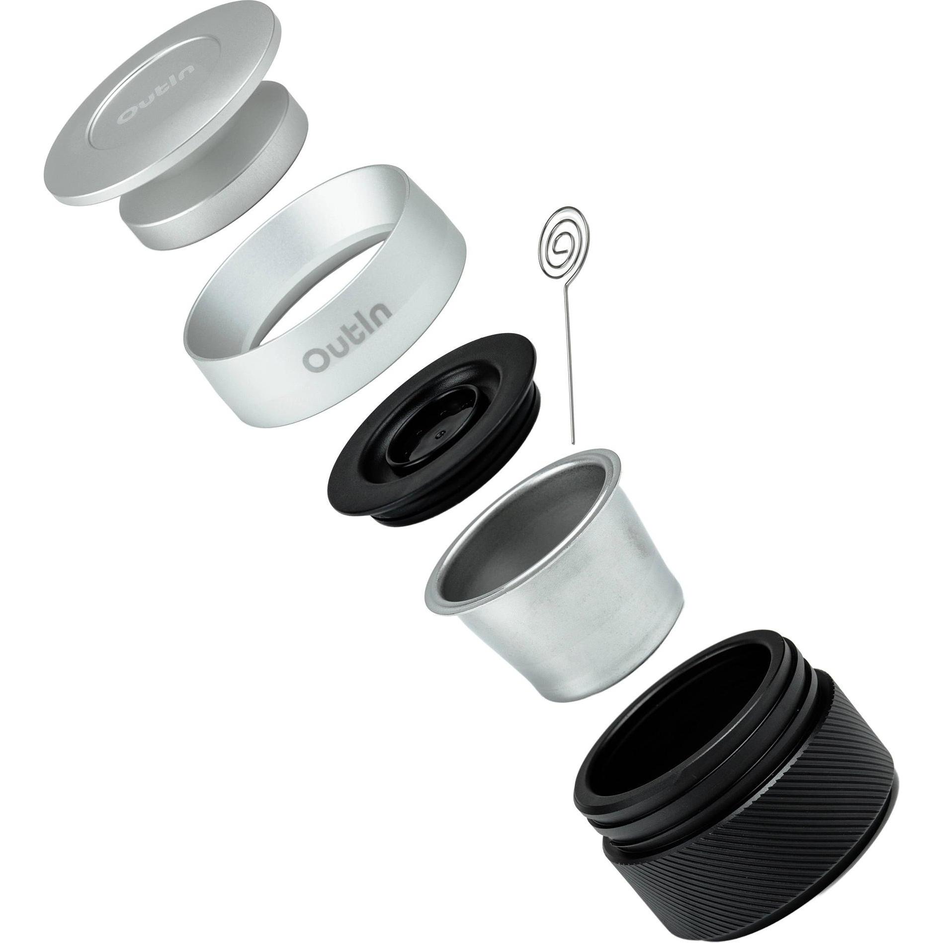 OutIn Nano Basket Plus Filterkorb, Accessori per macchine da caffè, Argento, Nero