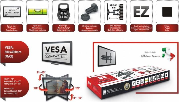 Actual product image Red Eagle Wall mount for LED TV - SOLID BLACK 30-70 (Wall, 40 kg, 30" - 70")