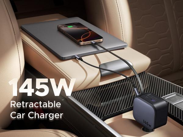 Actual product image Ugreen 2-Port Fast Charger 145W- Retractable Cable
