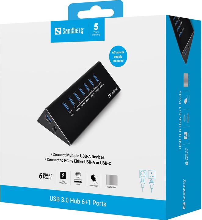 Produktbild Sandberg USB 3.0 Hub (USB-A, 7 Ports)