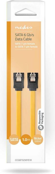 Actual product image Nedis SATA cable | 6 Gbps | SATA 7-pin socket | SATA 7-pin socket | Nickel-plated | 1.00 m | Flat | PV (100 cm)