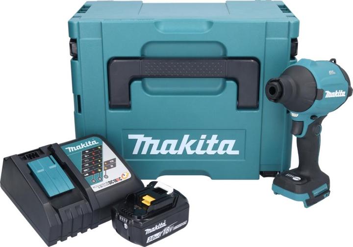 Immagine prodotto Makita DAS 180 RF1J Soffiatore a batteria 18 V brushless + 1x batteria 3,0 Ah + caricabatterie + Makpac (Batteria ricaricabile, Aspirafoglie)
