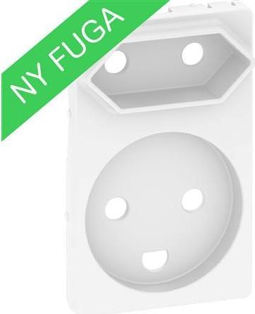 Produktbild LK Afdaekning for FUGA kombineret klasse 1 & klasse 2 stikkontakt 1,5 modul, hvid.