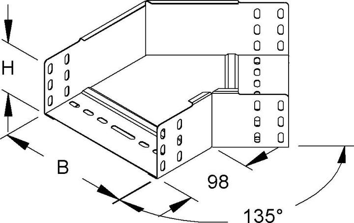 Actual product image Niedax NIE RBA85.200 Arch 45Â° 85x202mm with ungel.side rails bandverz. (8.50 cm)