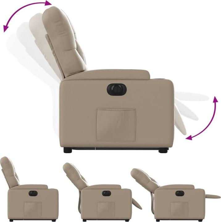 Actual product image vidaXL Recliner with stand-up aid electric Cappuccino faux leather