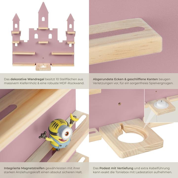 Actual product image tectake Wall Shelf 'Princess Palace' - fits 22 Tonie figurines, magnetic strips, integrated cable management