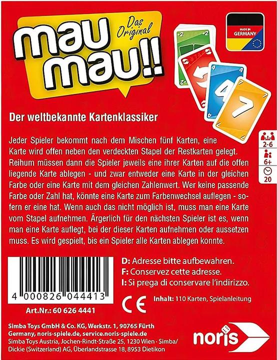 Produktbild Noris Mau Mau (Deutsch, 2 - 10 Spieler)