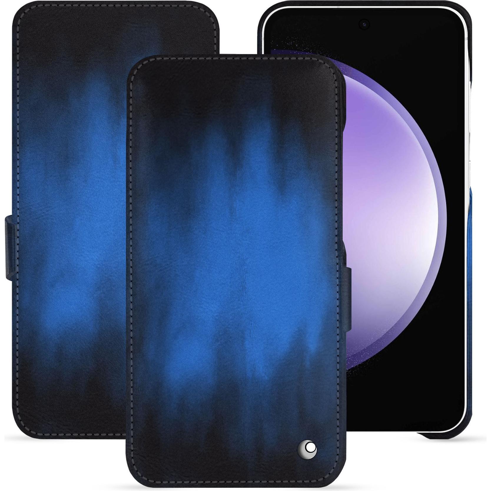 Noreve Lederschutzhülle horizontal (Samsung Galaxy S23 FE), Smartphone Hülle, Blau