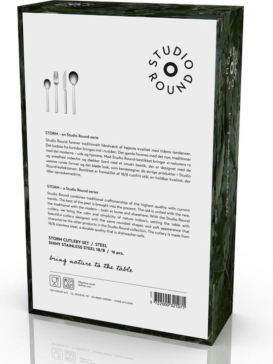 Image du produit Studio Round 4 enveloppes - Rustfrit stål - Blank (16 pcs, Set de couverts)