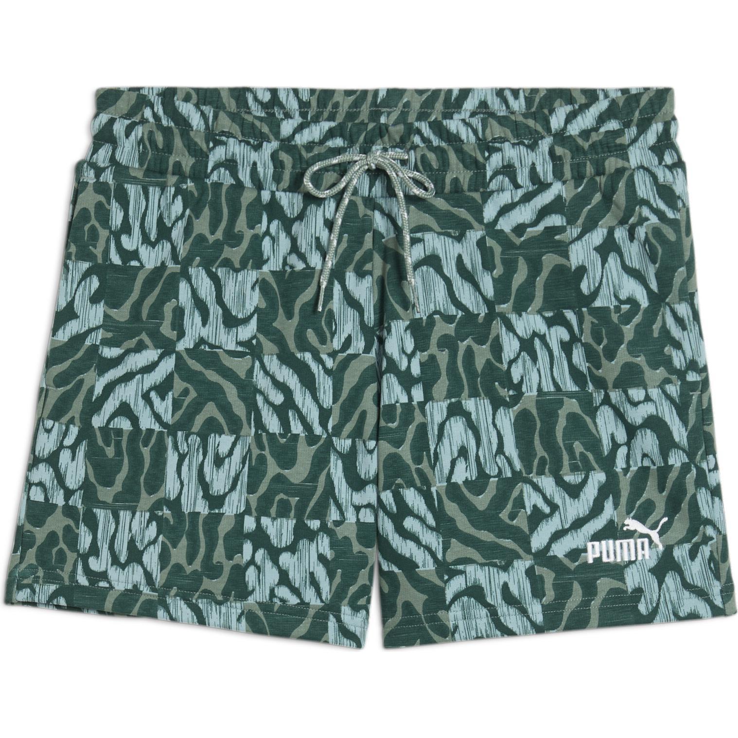 Puma, Damen, Sporthose, ESS GRAPHIC Mid-Rise AOP Shorts 5" (XS), Grün, XS
