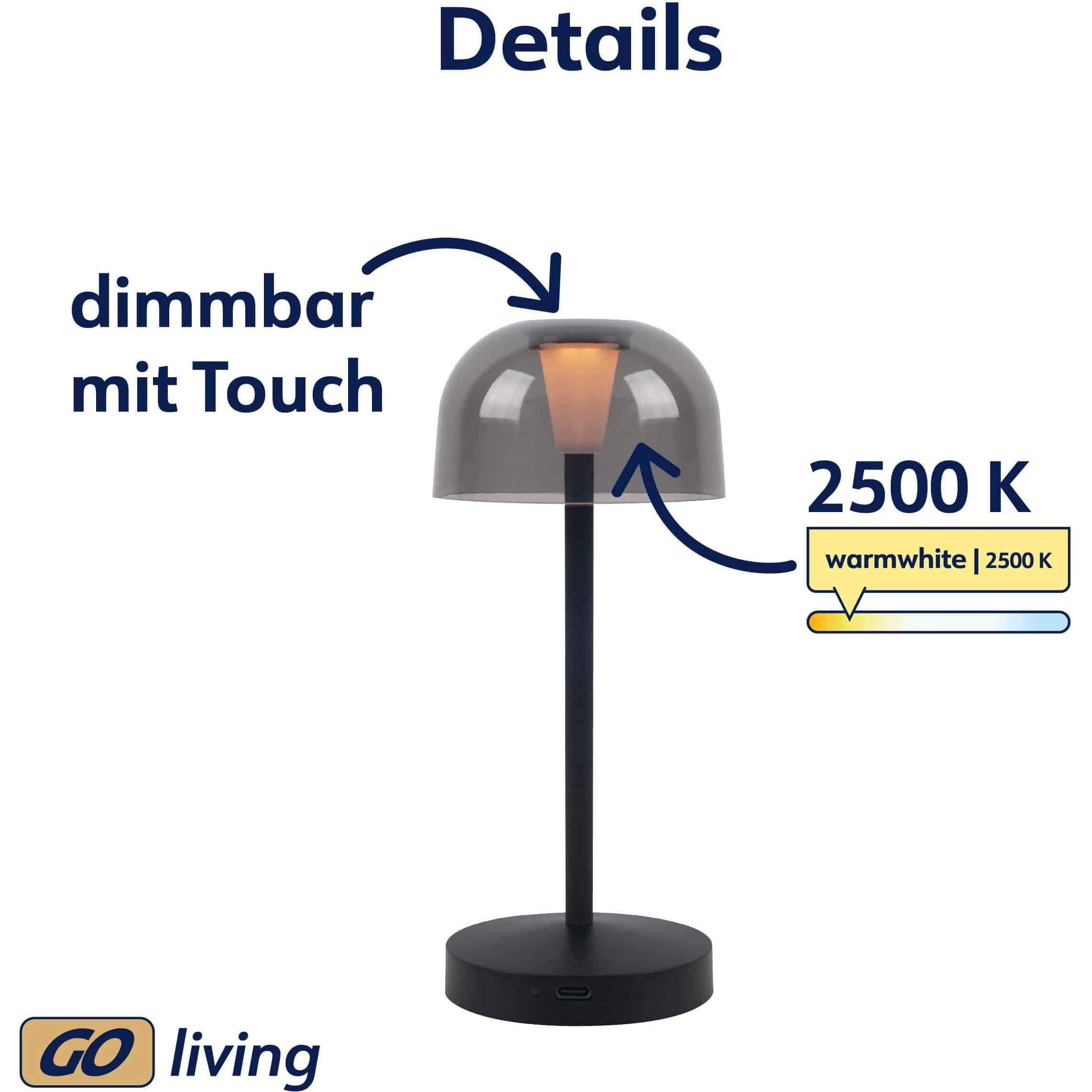 Thumbnail - Müller Licht, Tischlampe, MÜLLER-LICHT LED-Akku-Tischleuchte 27700203, dimmbar, 2500K, warmweiss, schwarz