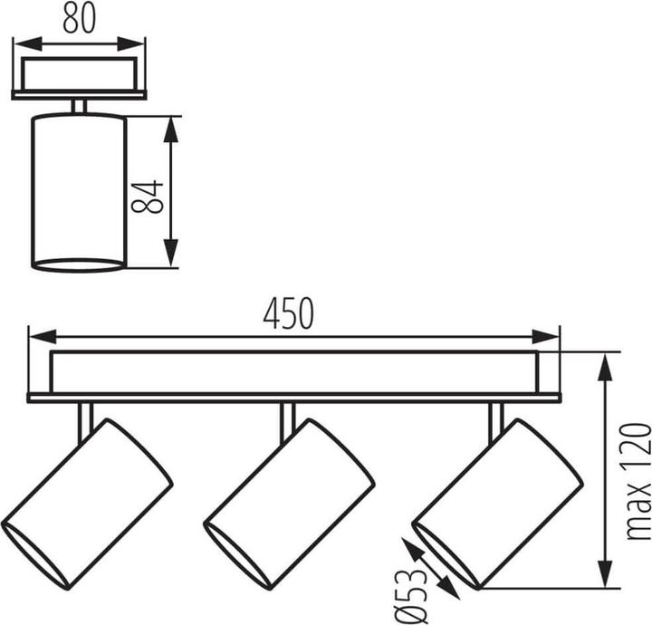 Produktbild Kanlux Wand-Deckenleuchte EVALO GU10 Weiss 3x 35694 (GU10)