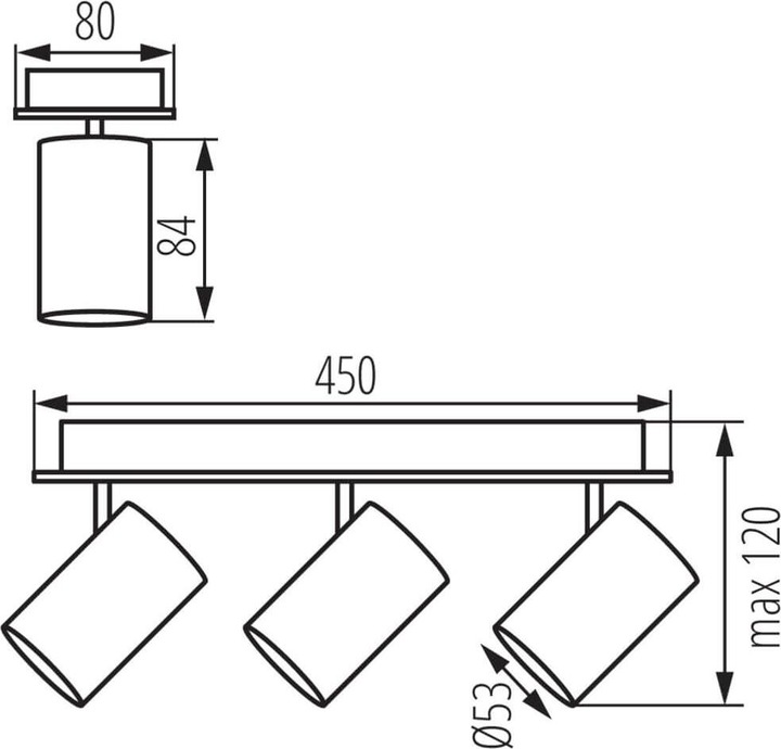 Produktbild Kanlux Wand-Deckenleuchte EVALO GU10 Weiss 3x 35694 (GU10)