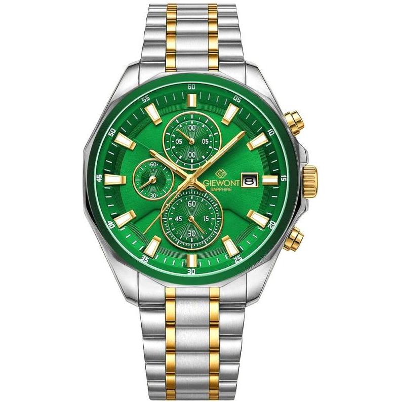 Giewont, Orologio da polso, Zegarek Zegarek Męski Chronograph Sapphire Srebrno Zielony GW7290-B7, Verde, Argento, (Cronografo)