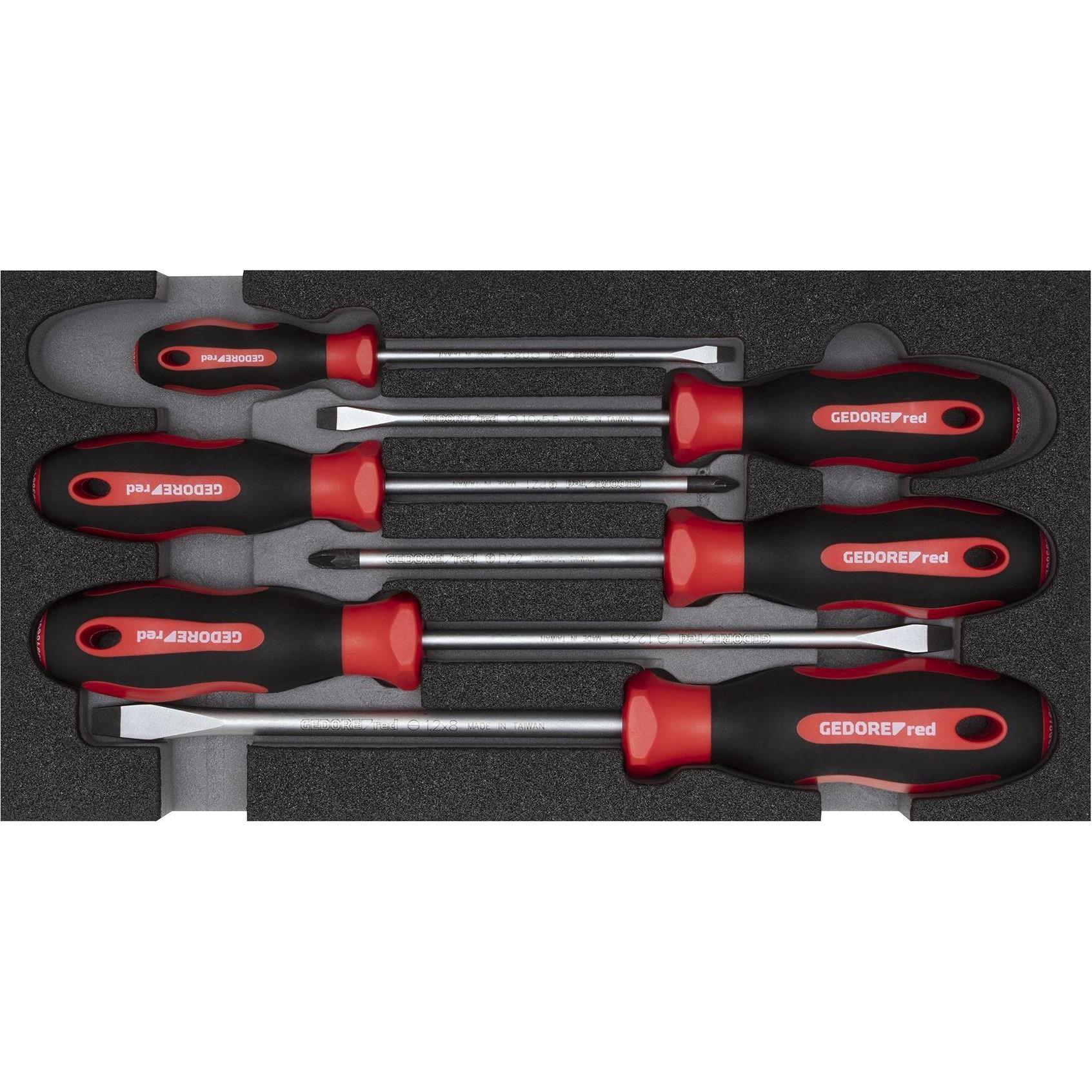 Gedore Red, Schraubenzieher, red R22150014 Schraubendrehersatz PZ+SL 2/6 CT-Modul 6-teilig (Schlitz, Kreuzschlitz)