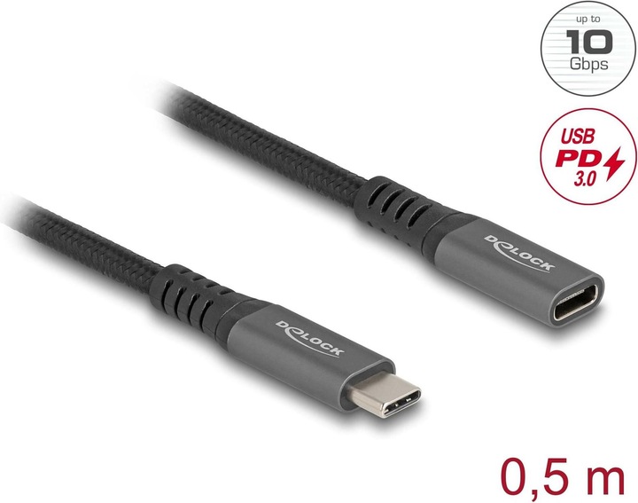 Delock USB C — USB C (0.50 m, USB 3.2 Gen 2)