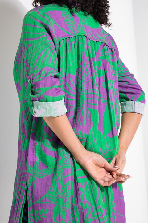 Produktbild Ulla Popken Blusenjacke, Blüten, V-Ausschnitt, Langarm (54)