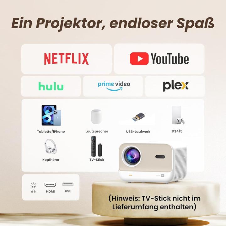 Actual product image Yaber LED Projektor mit Autofokus und WiFi 6 (Full HD, 700 lm)