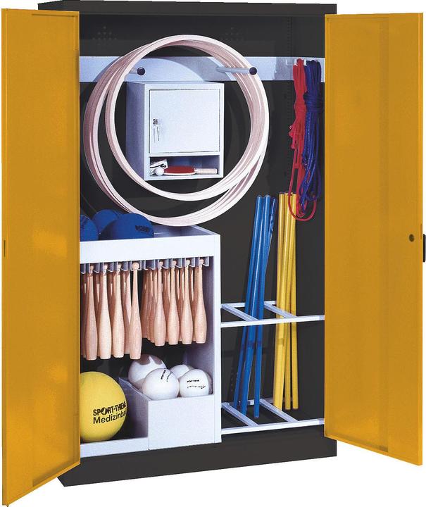 Actual product image C+P Sports equipment cabinet (HxWxD 195x120x50 cm, with solid sheet metal hinged doors, type 1)