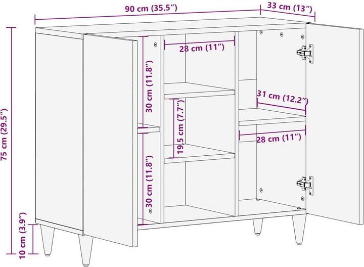 Image du produit vidaXL Sideboard-Aufbewahrung (90 x 33 x 75 cm)