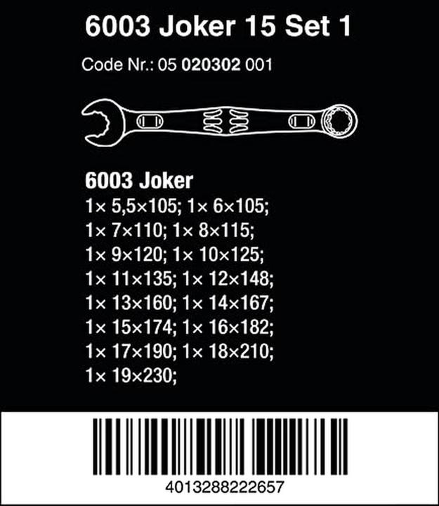 Produktbild Wera 6003 Joker 15 Set 1 (19 mm)