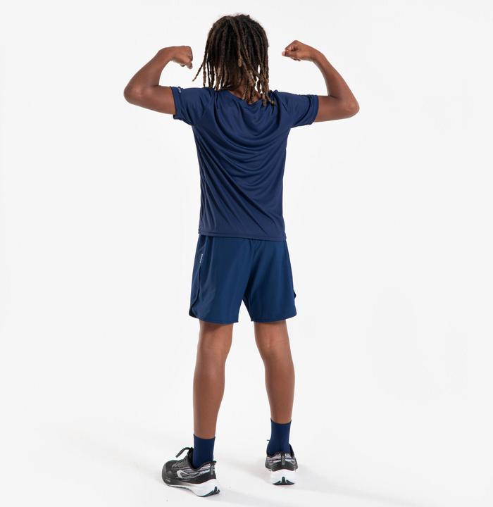Produktbild Kiprun Laufshirt kurzarm Kinder atmungsaktiv - 500 Dry+ marineblau/grau (146)
