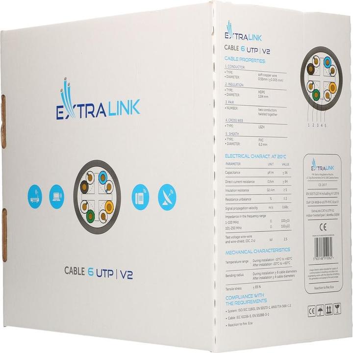 Produktbild Extralink CAT6 UTP U/UTP V2 indoor twisted pair 305m (U/UTP, CAT6, 305 m)