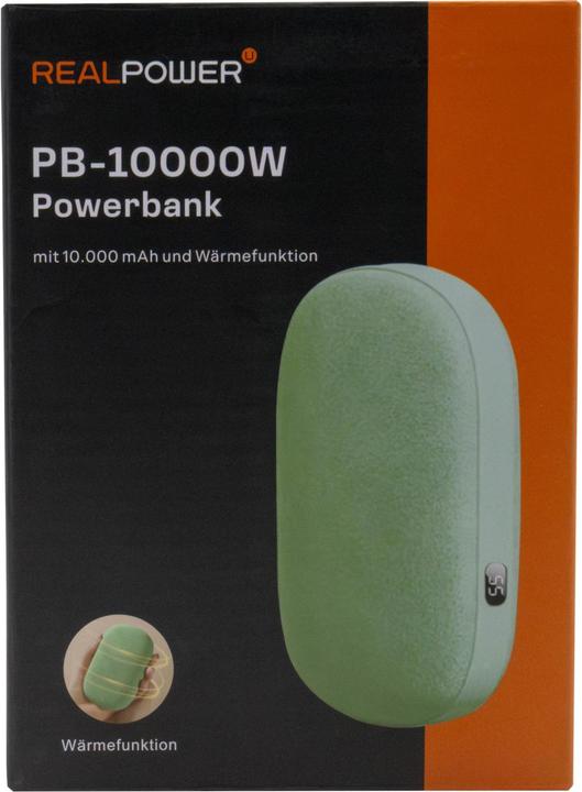 Actual product image RealPower Powerbank PB-10000W,10.000mAh,grün,Wärmefunktion (10000 mAh)