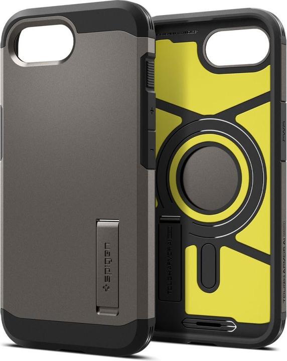 Actual product image Spigen Tough Armor Case with MagSafe for iPhone 16e with Stand - Gray (Apple iPhone 16e)