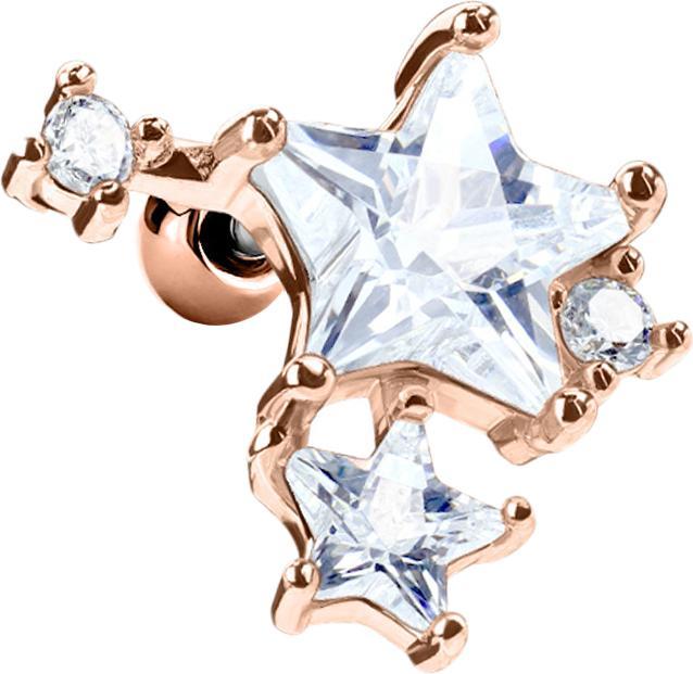 Produktbild Star Piercing Micro Barbell rosegold doppel Sternkristall (Messing, Chirurgenstahl 316L)