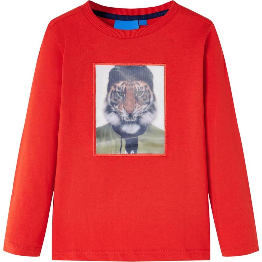 VidaXL, Unisex, Shirt, Kinder-Langarmshirt Rot 128,Material: 100 % Baumwolle,Farbe, Rot, (128)