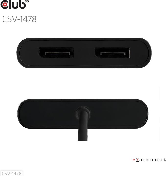 Produktbild Club 3D Club3D Adapter USB-C > 2x DP 4K@60Hz mit USB-A Adapter St/Bu retail