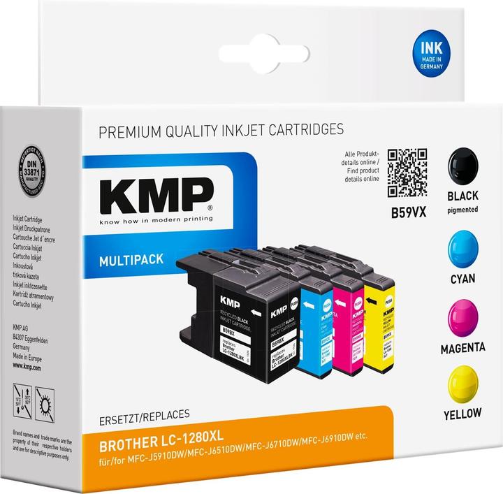 Image du produit KMP Encre Combi Pack remplace LC 1280, LC1280XLVALBPDR, 1280XL Compatible Noir, Cyan, Magenta, Jaune (M, C, Y, CF)