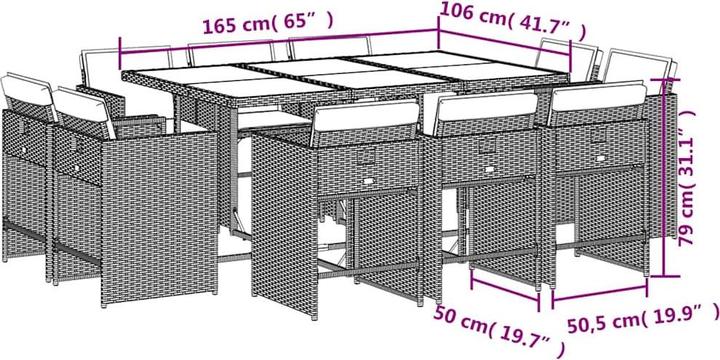 Actual product image vidaXL Garten Essgruppe (165 x 106 x 73 cm)