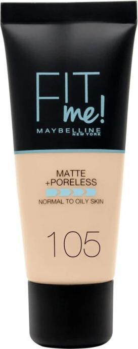 Image du produit Maybelline New York Fond de teint liquide Fit Me Matte + Poreless 105 Natural Ivory 30ml (105 Ivoire naturel)