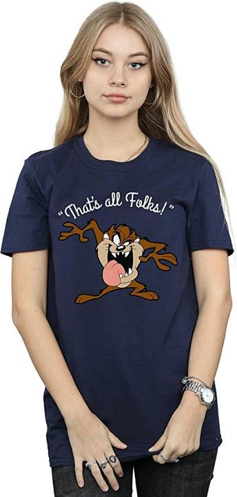 Actual product image Looney Tunes Womens/Ladies That's All Folks Taz Cotton Boyfriend T-Shirt (XL)