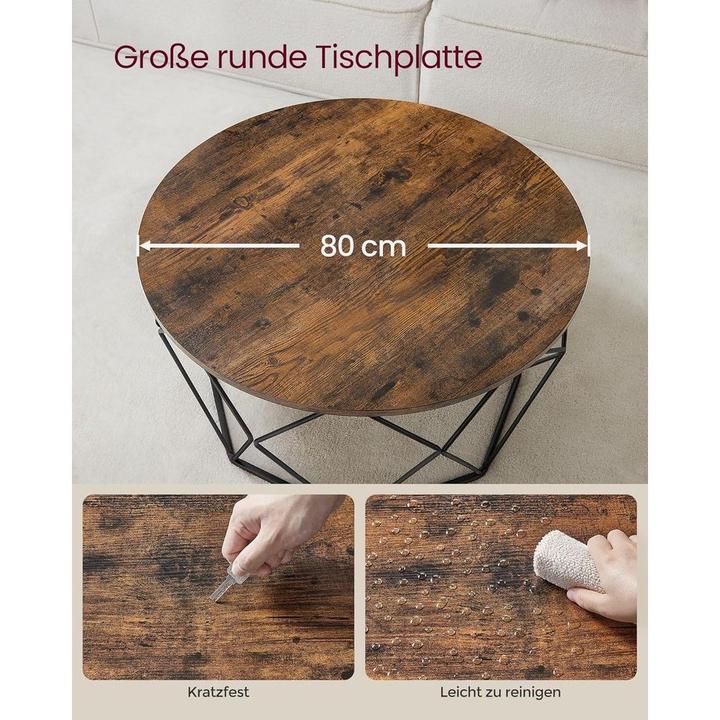 Image du produit Vasagle Couchtisch 80 x 45 cm, Schwarz/Braun (80 x 80 x 45 cm)