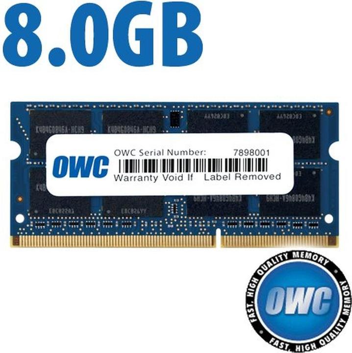 Produktbild OWC 8.0GB PC3-10600 DDR3 1333MHz SO-DIMM 204 Pin CL9 SO-DIMM Memory Module (1 x 8GB, 1333 MHz, DDR3-RAM, SO-DIMM)