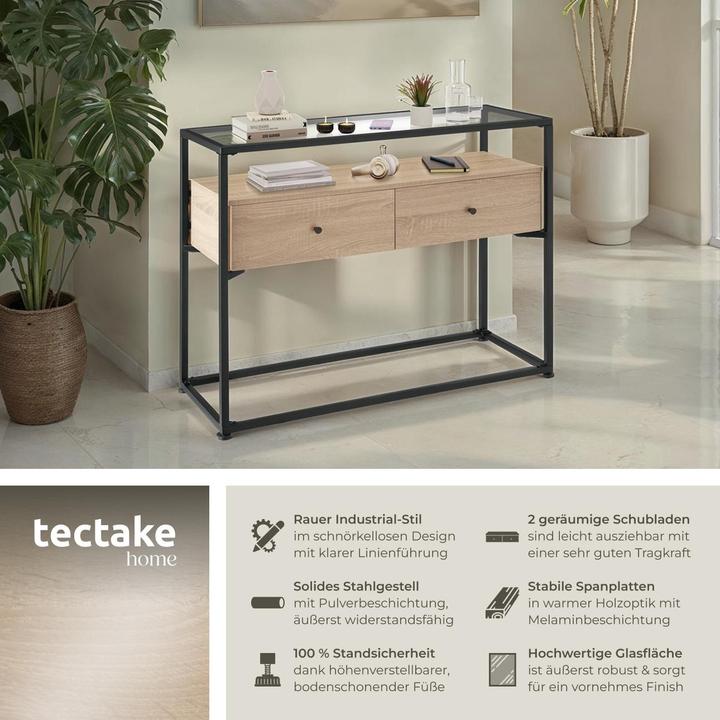 Actual product image tectake Hallway console table Reading | 101.5x41.5x80.5cm with two shelves & two drawers