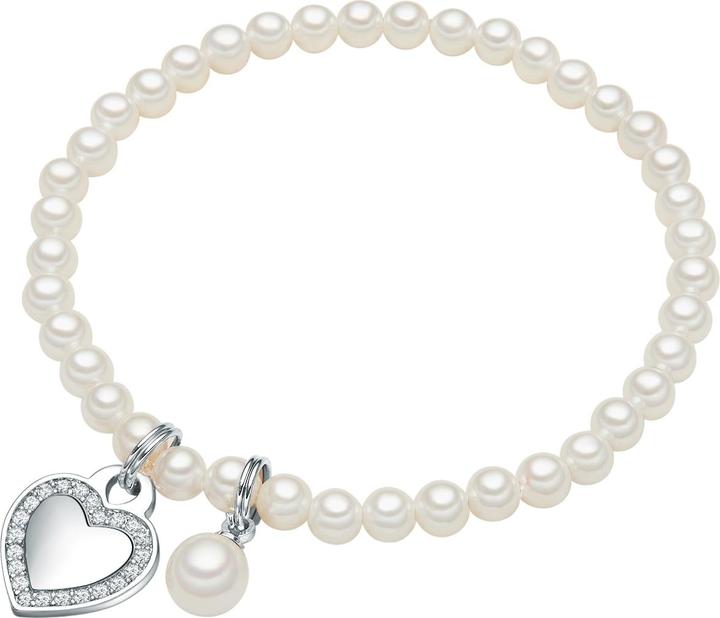 Produktbild Lulu & Jane Herz Messing Zirkonia Muschelkernperle silber 17,0 cm - 33462 (17 cm, Messing)