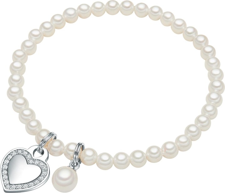 Produktbild Lulu & Jane Herz Messing Zirkonia Muschelkernperle silber 17,0 cm - 33462 (17 cm, Messing)