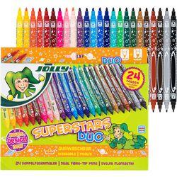 Jolly, Malstifte, Superstar DUO Fasermaler Eine dicke und eine dünne Spitze Hochwertiger Filzstift Auswaschbar 2 (Mehrfa...