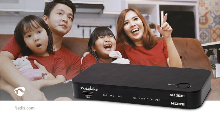 Actual product image Nedis Digital Audio Converter | 2-way | Connections - Input: DC Power / 3x HDMI™ Input | Connections (0.06 m, Optical)