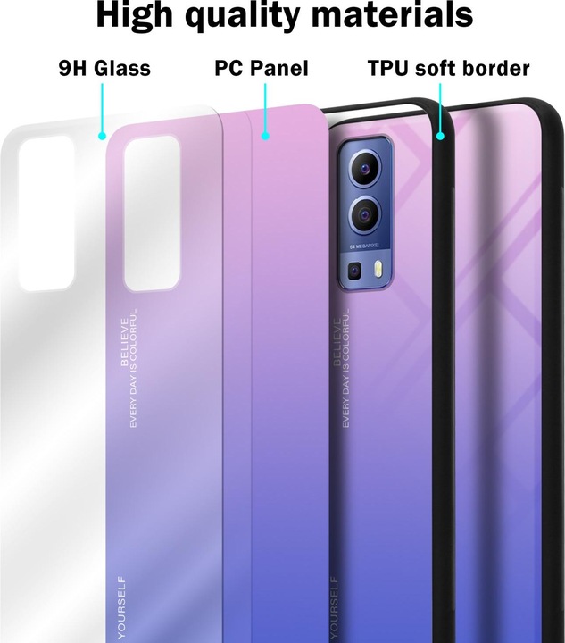 Productafbeelding Cadorabo TPU 2 Kleuren Glazen Hoesje (Vivo Y72 5G, Vivo Y52s 5G)