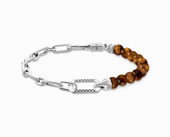 Actual product image Thomas Sabo Bracelet with brown beads, blackened silver (19 cm, 925 sterling silver, Blackened)