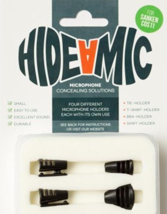 Actual product image Hide-a-mic Set For Sanken COS11 4 Different Holders In Case Black