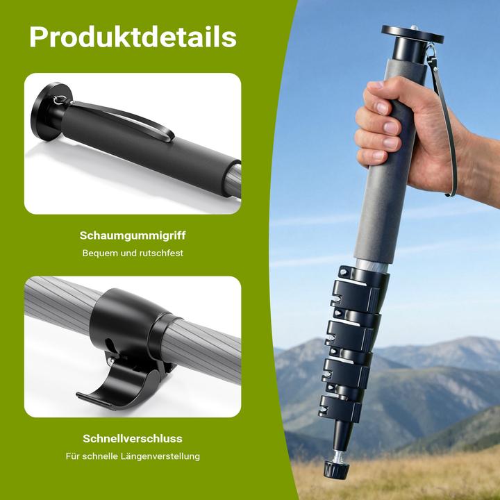 Produktbild Walimex pro 1983 Carbon Einbeinstativ + Onyx 8 Kugelkopf Stativkopf Reisestativ (Carbon, Kunststoff, Metall)