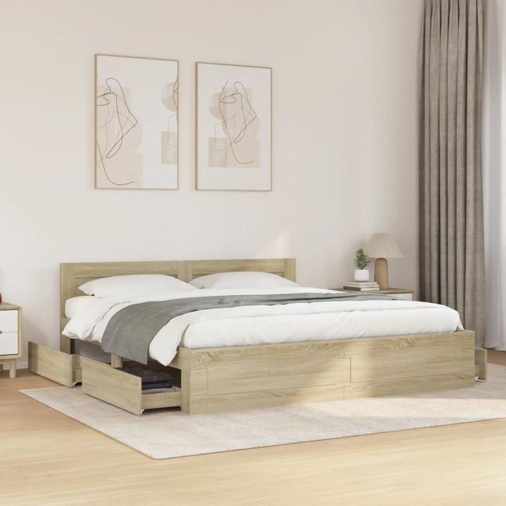 Actual product image VidaXL Bed frame with headboard (200 x 200 cm)